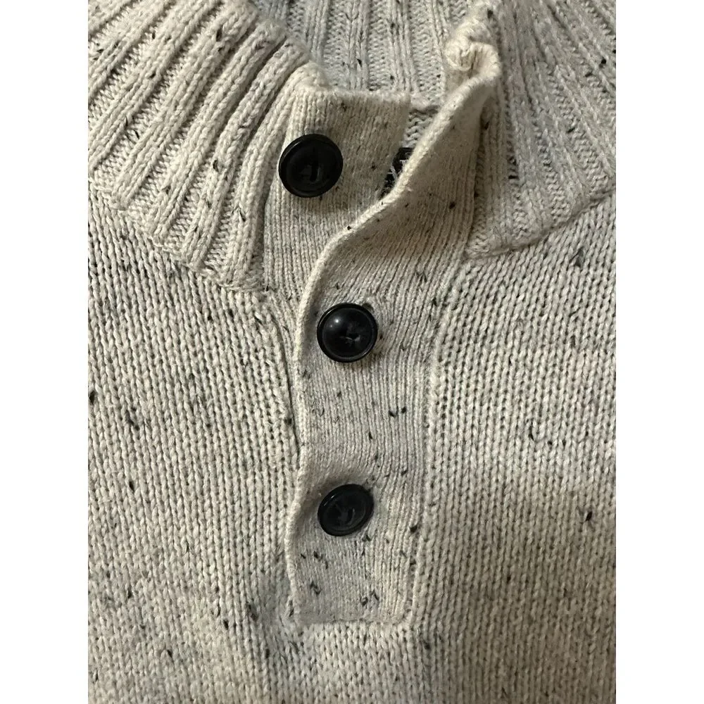 Chaps 3 Button Pullover Sweater Elbow‎ Patches Men's Medium Oatmeal - Picture 3 of 7